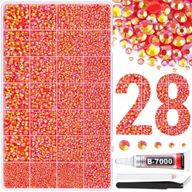 30000Pcs Resin Rhinestones for Bedazzling with B7000 Jewelry Glue, Red AB Flatback Gems Rhinestones for Crafting, Clothing Tumblers Mugs Shoes Fabric Decor Nail Art