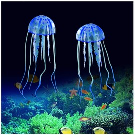 WishLotus Jellyfish Fish Tank Decorations, Simulation Jellyfish Plant Ornament, Fish Tank Jellyfish Glow Decorations, Fish Tank Decorations Suitable for Various Fish Tank/Aquarium (S, Blue)