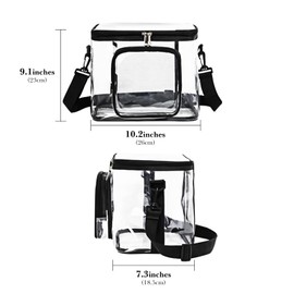 Linkidea Lunch Box for Adult, Transparent Lunch Bag with Shoulder Strap, Large Capacity Lunch Bag for Everyday Outings, Fits to Picnic and Daily Use (Black)