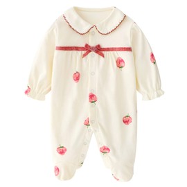 WYTbaby Newborn Baby Girl Clothes Long Sleeve Ruffle Romper, Cotton Jumpsuit for Baby Girl 3-6 Months