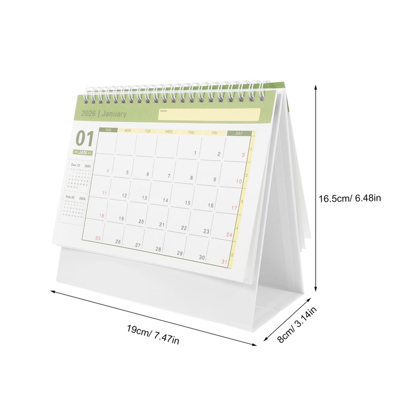 NUOBESTY Desk Calendar, 2025-2026 18 Months English Standing Flip Desktop
