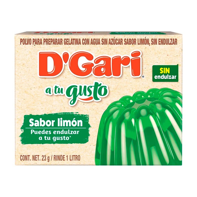 DGari Polvo para preparar gelatina a tu gusto sabor limón