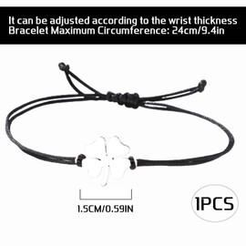 CYXZMYA Lucky Charm Bracelet, Four-Leaf Clover Bracelet Lucky Bracelet, Handwoven Bracelets for Women and Girls, for Courage Exam Surgery, Mothers, Wives, Lovers, Sisters (Silver), black rope, No