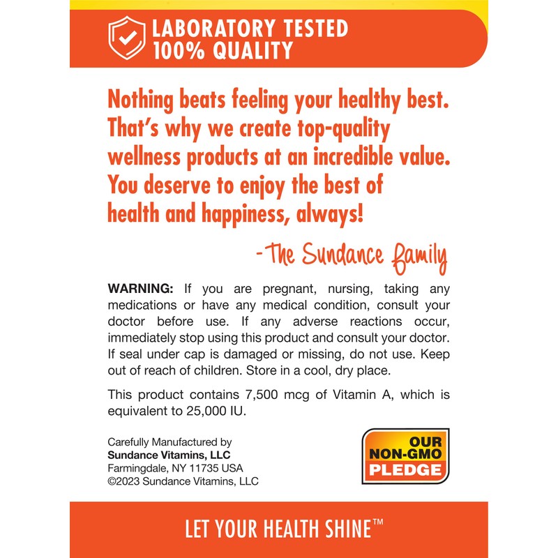 Sundance Beta Carotene 7500mcg | 60 Softgels | Provitamin A