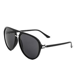Flat Top & Lens Straight Bridge Thin Temple Modern Rounded Aviator Sunglasses AV-5419 (Black)