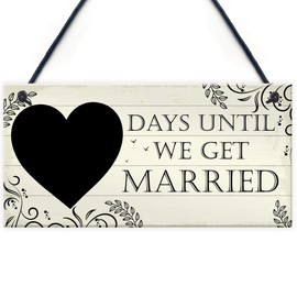 Red Ocean Wedding Countdown Chalkboard Plaque Sign Engagement Gift Fiance Mr & Mrs Boyfriend Girlfriend Gifts