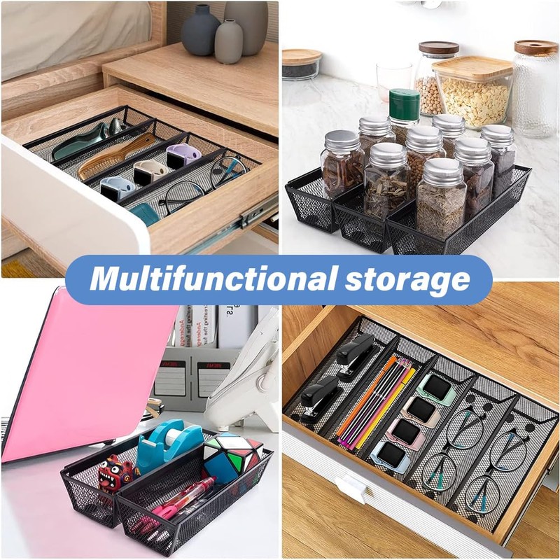 6-Pack Cutlery Organizer, Silverware Drawer Organizer, Cutlery Tray with Interlocking