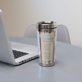 Retirement Blessings Brown Stripes 16 ounce Stainless Steel Insulated Travel Mug with Lid