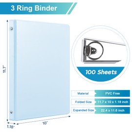 0.5'' 3-Ring-Binder with Pockets, 100 Sheets Capacity, 1/2 inch Binders fits 11" x 8.5" US Letter Size, Assorted 4 Pastel Colors - Ideal for School, Office, and Home Use (0.5 inch)