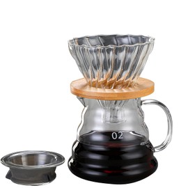 Pour Over Glass Coffee Makers Set with Filter,360ml 600ml 800ml,Coffee Dripper Brewer,Heat Resistant,Coffee Makers for Camping, Hiking,Travelling to Coffee Lover (600ml)