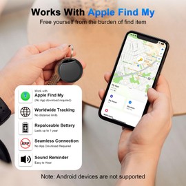 Wepai Smart Tag, Key Finder Suitcase Tracker Compatible with Apple Where is App (iOS Only), Key Finder Smart Tag for Suitcase, Wallet, Bike, Keys, IP67 Waterproof, Black (4)