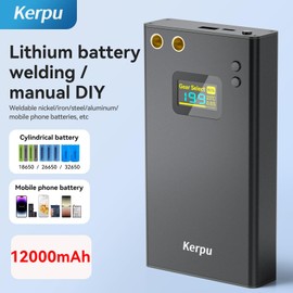 Kerpu 12000mAh Battery Spot Welder, 2'' LCD Screen Upgraded Enhanced 199 Gears Adjustable Portable Mini Spot Welder with Nickel Sheet & 4X4 Holder For Making Battery Packs