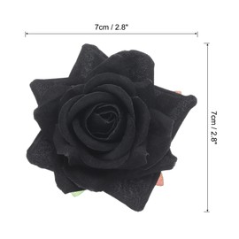 sourcing map 6 Pcs Rose Flower Hair Clips 3 Inch Flower Hair Pins Flower Brooch for Women Hair Accessories Black