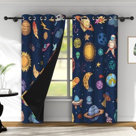 ZJRBJB 53Wx84L Star Galaxy Space Planets Room Blackout Curtains