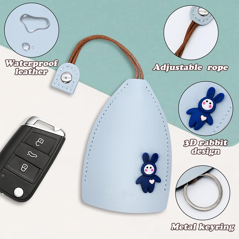 AdiStylinno 4 Pcs Car Key Cases, Cute Creative Pull Out