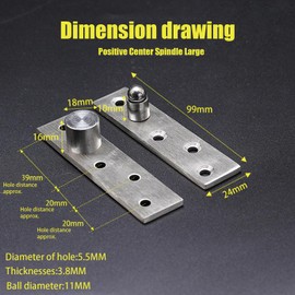 2 Pcs Eccentric Pivot Hinges 360 Degree Door Pivot Hinge Stainless Steel Hidden Hinges Concealed Rotating Door Hinge for Door Window Cabinet (150mmx29mm)