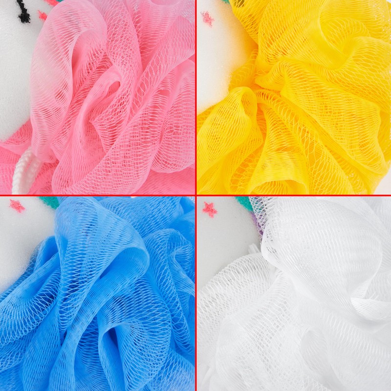 BRUBAKER Set of 4 bath sponge, shower sponge, unicorn bath