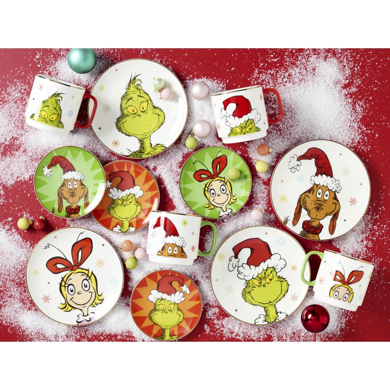 Lenox Merry Grinchmas Tidbit Platos, juego de 4, 4 unidades,