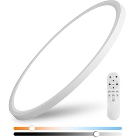 YELIOLED 42W 20" Dimmable LED Flush Mount Ceiling Light with Remote Control, 2700K-6500K Color Temp Adjustable, Ultra-Thin Flat Round Fixtures for Bedroom, Kitchen, Office, White