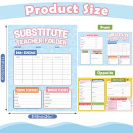MotiMind 8 Pack Substitute Teacher Folder Substitute Teacher Supplies Must Haves Substitute Folder for Elementary School Teacher with Daily Class Schedule for Classroom Routines Management
