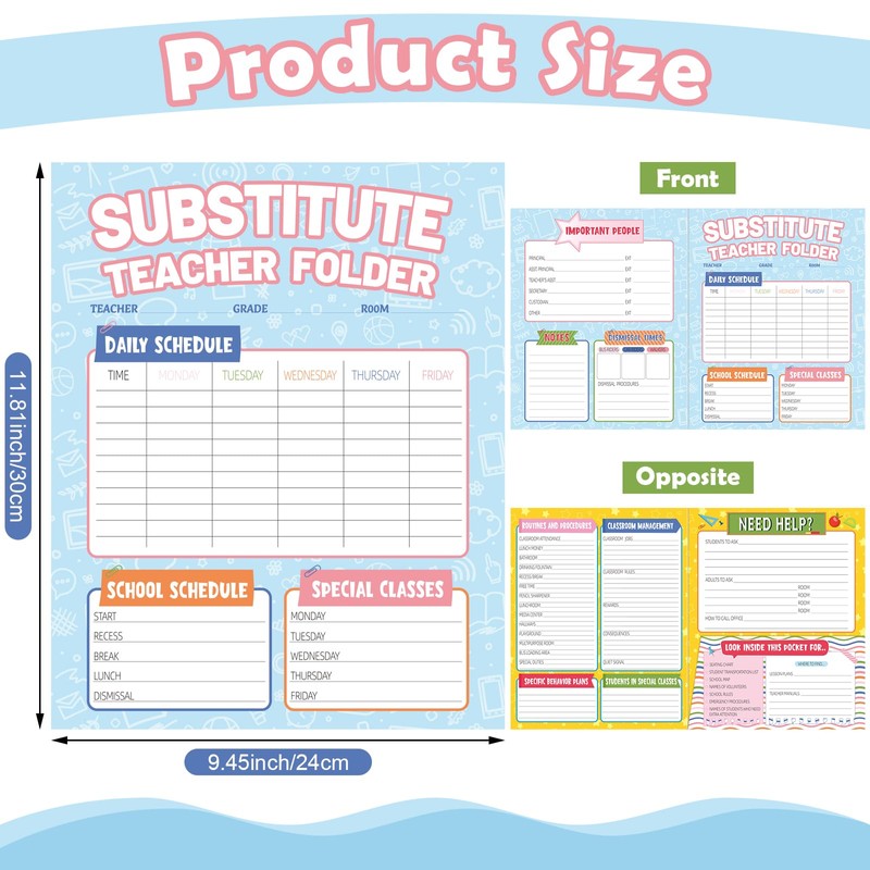 MotiMind 8 Pack Substitute Teacher Folder Substitute Teacher Supplies Must