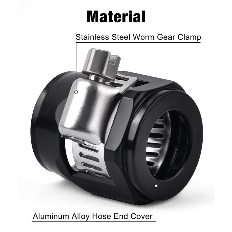 EVIL ENERGY 6AN Hose Finisher Clamp Aluminium Black for Stainless