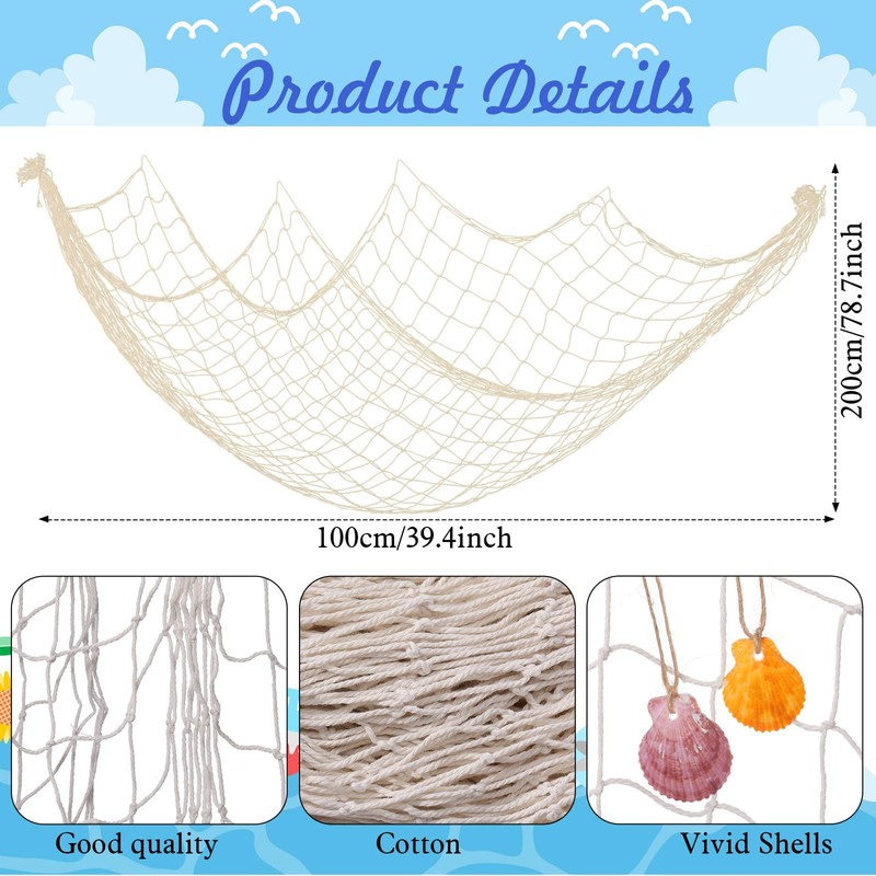 Marsui 11 Pcs Wooden Nautical Wall Decor Fishing Net Decoration,