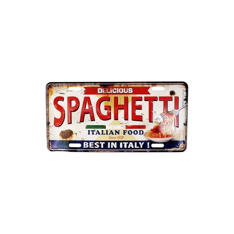 Retro Blechschild Relief Spaghetti Italian Food Design Vintage mit Löchern