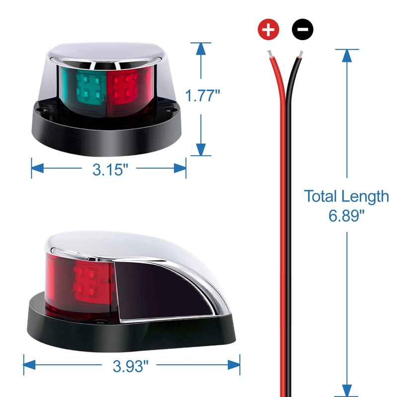 Obcursco Boat Navigation Lights, Red and Green Marine LED Bow