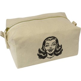 'Funny Vampire Girl' Canvas Wash Bag/Makeup Case (CS00044188)