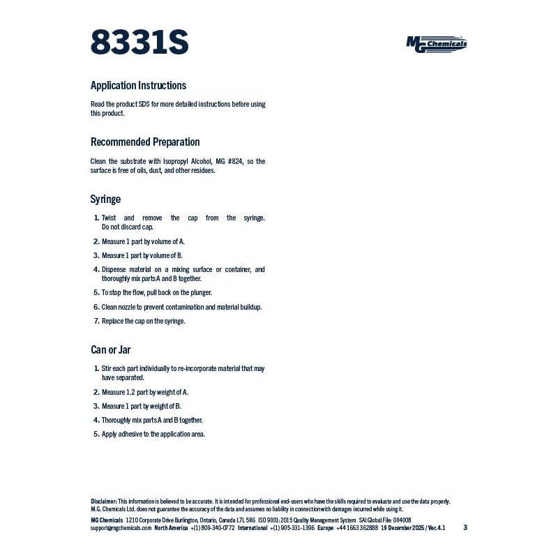 MG Chemicals 8331S Silver Epoxy Adhesive - High Conductivity, 4