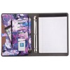 3-Ring Binder Portfolio Case, Floral Painting PU Leather Binder Padfolio,