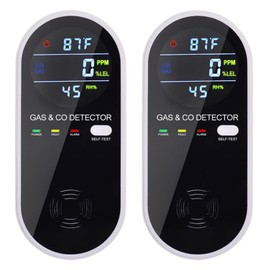 4-in-1 Combination Gas & Carbon Monoxide Detector,Dual Sensor Natural Gas Leak Detector & Carbon Monoxide Detectors Plug in (Temperature & Humidity) for Home,RV,Apartment