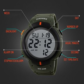 Men Digital Watch Stopwatch Alarm Luminous Watch