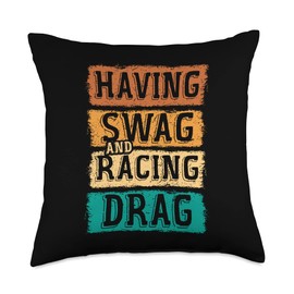 Retro Speed Boat Racer Racing Gift Having Swag Drag Motorboat Racing Speedboat Throw Pillow, 18x18, Multicolor