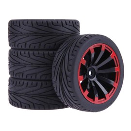 LAFEINA 4PCS RC Tire and Plastic Wheel Set for 1/10 Scale On Road Touring Racing Drift Car Traxxas HSP HPI Tamiya