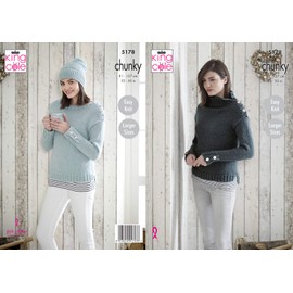 King Cole 5178 Knitting Pattern Womens Easy Knit Sweaters and Hat in Timeless Chunky,Multicolor,32" - 50" bust
