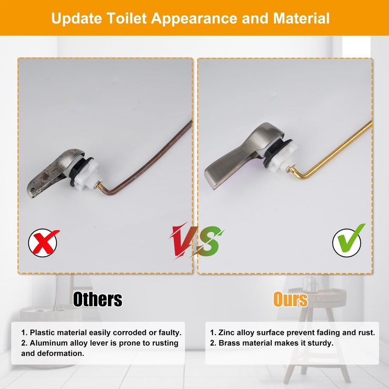 Hibbent Universal Metal Front Mount Toilet Handle Replacement Kit, Brass
