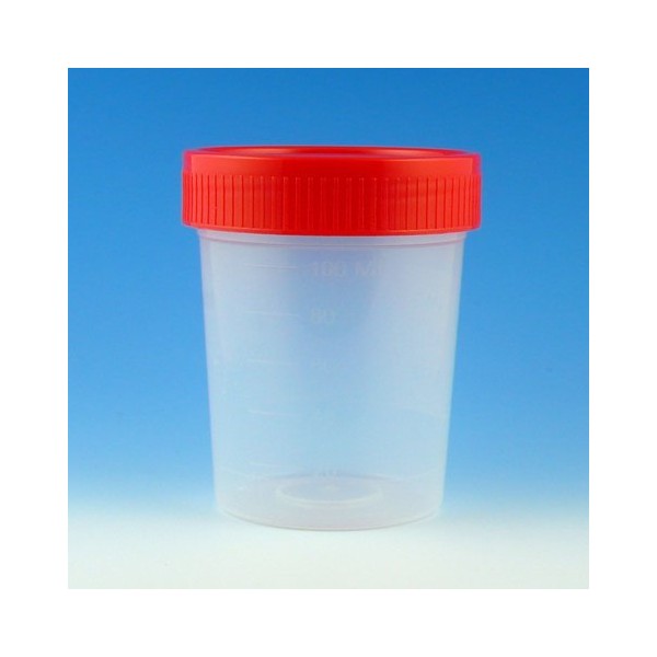 Globe Scientific 5914 Polypropylene Specimen Graduated Container with Separate Red