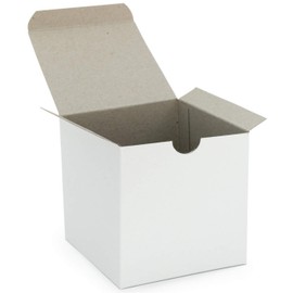 Made in USA 10-Count Recycled White Kraft Gift Boxes (4" X 4" X 4") with Tuck Lids for Weddings, Crafting and Baking Packaging Needs