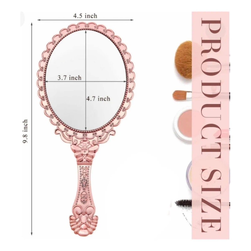 Espejo Vanidad De Mano Maquillaje Clásico Decorativo Viaje