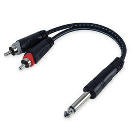 keepdrum YC017 Y-Adapter Splitter Cable 6.35 mm Mono Jack to Stereo RCA RCA Male