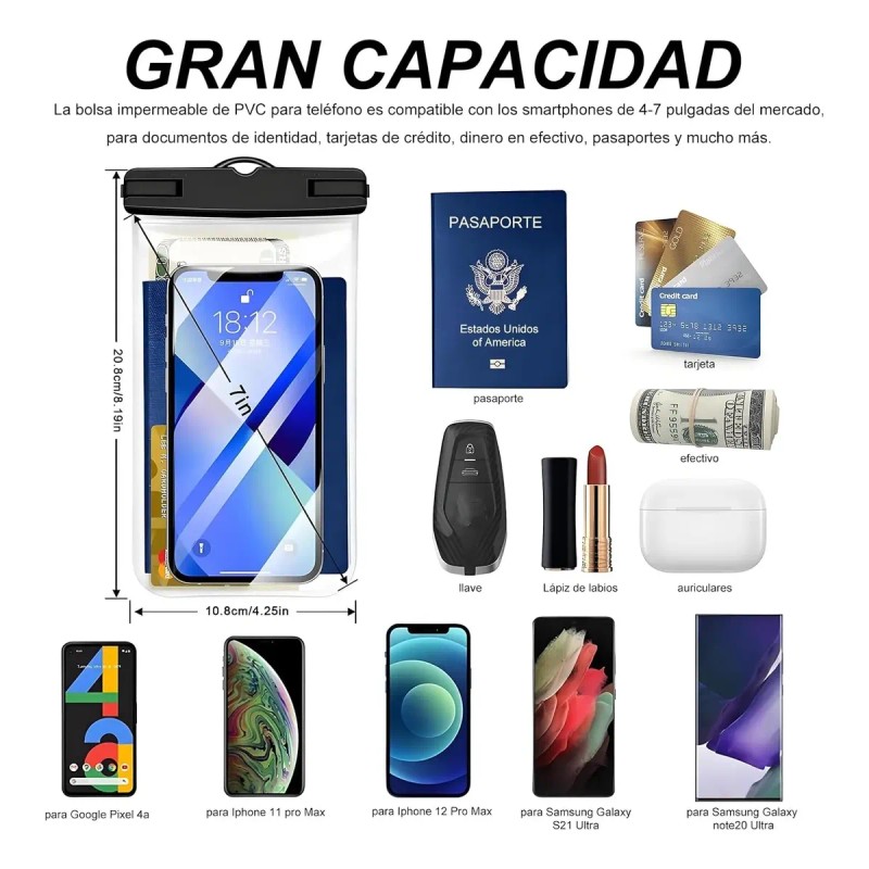 2pz Funda Bolsa Protectora Impermeable Para Teléfono Móvil