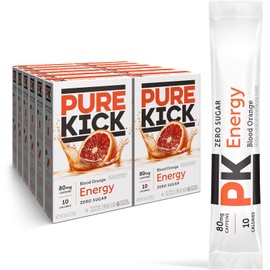 Pure Kick Energy Singles To Go Drink Mix, Blood Orange, Includes 12 Boxes with 6 Packets in each Box, 72 Total Packets