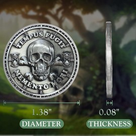 Memento Mori Memento Vivere Coin Skull and Tree of Life Stoic for Reminder (5 Pcs)