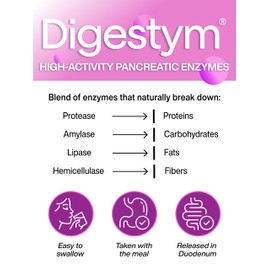 Digestym® Forte High-Strength Digestive Enzyme Complex with Pancreatin, Hemicellulase, 20 Capsules Food Supplement