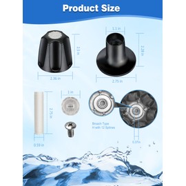 3 PCS Metal Shower Knob Replacement, Tub Faucet Handle with Hot/Cold/Diverter/Flange Base, Bathtub Knob Compatible with Price Pfister Verve for Remodeling Trim (Black)