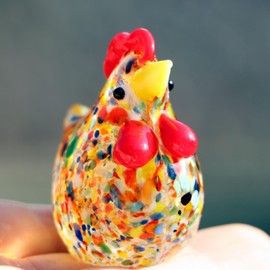 Crrezhai Kristall Hahnenfigur aus Glas Niedliche Tierfigur Deko, Fengshui Hahn Skulptur für Wohnung, Büro & Tischdekoration Farbenreich