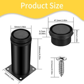 4 Pcs black Adjustable Legs, Stainless Steel Furniture Feet, Table Desk Cabinet Kitchen Adjustable Feet Round With Screws(Adjustable Height 0-10mm)
