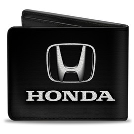 Buckle-Down Men's PU Bifold Wallet-Honda 3-D Logo Black/Silver/White, Multicolor, 4.0" x 3.5", Multicolor, 4.0" x 3.5", Buckle-down Pu Bifold Wallet - Honda 3-d Logo Black/Silver/White